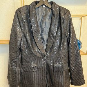Brand New Black Sequin Blazer - L